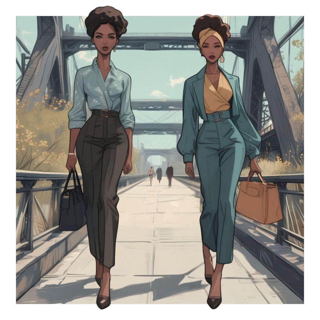 Two women navigate space and distance on a bridge, representing the emotional growth that comes from honoring personal boundaries in relationships.